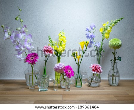 Flowers in front of a wall