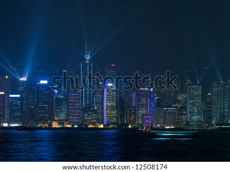 HongKong\'s amazing skyline comes to life in a awe inspiring festival of lights. With the mountain as the backdrop for the skyscrapers and the harbor in the foreground, a breathtaking scene unfolds.