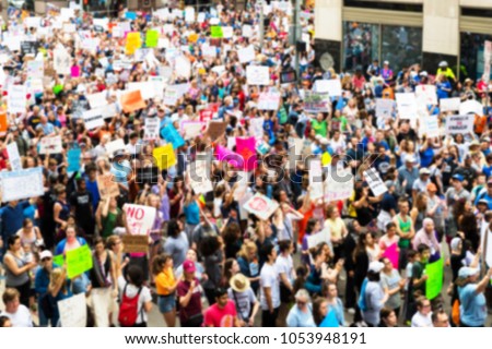 Thousands March in Texas to Protest Gun Violence in Schools. Blurred Background
