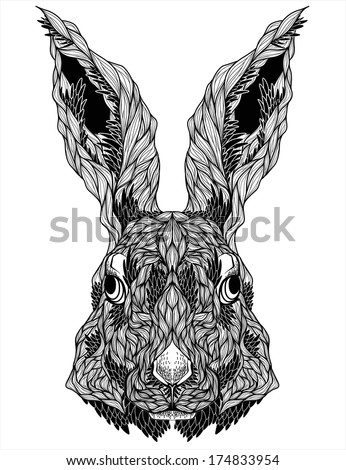 rabbit head tattoo vector illustration rabbit head tattoo vector illustration