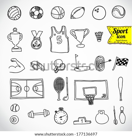 Doodle sports icon. Vector illustration. Sketchy illustration hand drawn, vector object isolated, realistic image