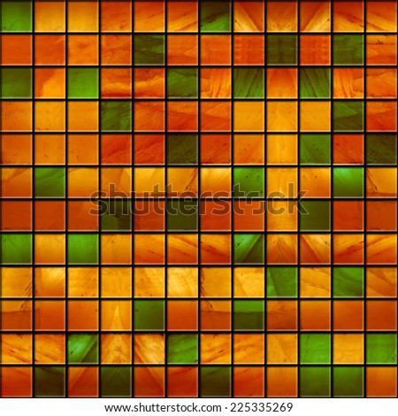 Abstract decorative texture - seamless background - paneling pattern - marble tiles in orange and green colors