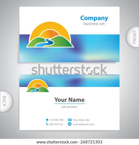 business card - symbols of nature - hills and valleys