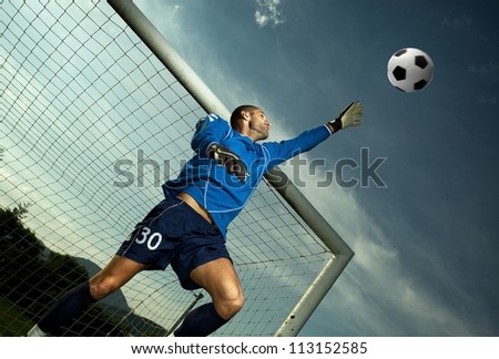 Soccer player in goal