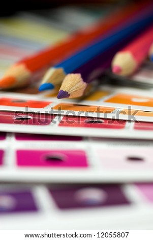 Cmyk color bars with pencils