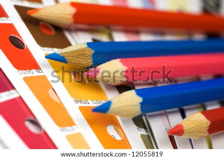 Cmyk color bars with pencils