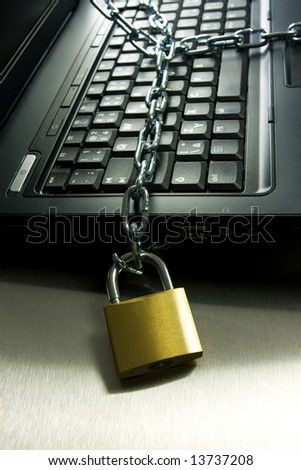 Strong Security Lock & Chain on PC keyboard