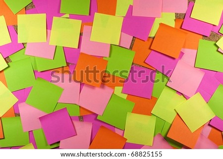 Cork board with colored sticky note