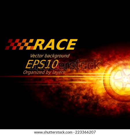 Black vector background with wheel and flame Eps10 Transparency used RGB Organized by layers Global colors Gradients used Black vector background with wheel and flame Eps10 Transparency used RGB Organized by layers Global colors Gradients used