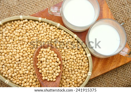 Soybean name Glycine max, Fabaceae family, rich protein, acid amino, vitamin, a nutrition product, to process soy milk, this soy milk supply collagen, estrogen for woman, a kind delicious beverage