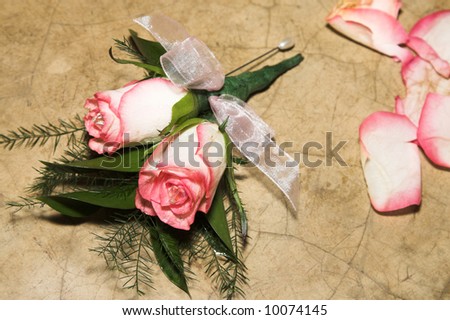 Wedding Flower pins with crystal beads and pink ribbon