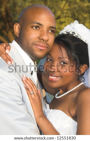stock photo : Bridal Couple on their summer wedding day