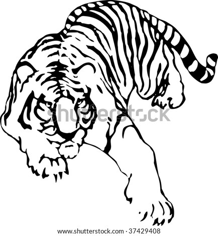 stock vector The vector sketch of a tattoo of tiger