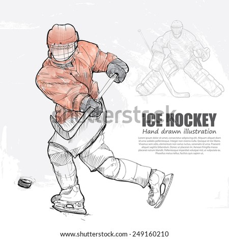 Ice Hockey background Design. Hand drawn.