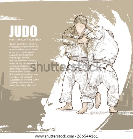 illustration of Judo background. Hand drawn.