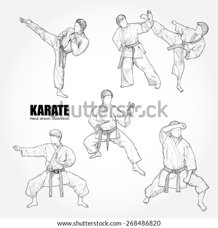 Illustration of Karate. Hand drawn.