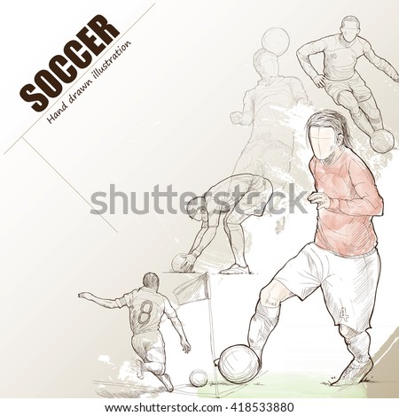 Illustration of soccer. hand drawn. soccer poster. Sport background.
