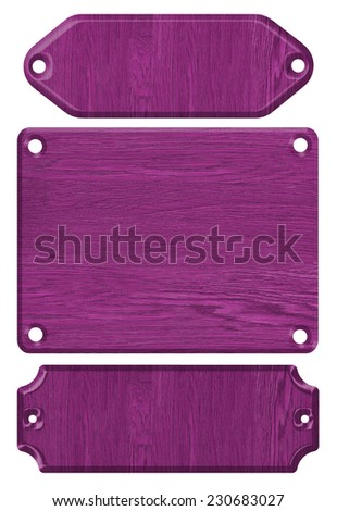 wooden banner isolated on white background set