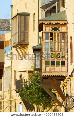 Beautiful photos in the streets of Old Jaffa port. Israel.