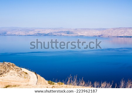 View of the sea of Galilee (Kineret lake), Israel .