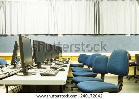 Picture a classroom equipped with personal computers with LCD monitors