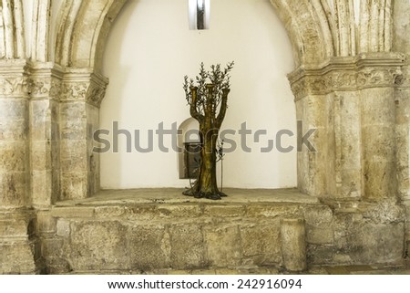 Jerusalem , Israel - January 06 . 2015 : Cenacle (Room of the last supper)  is this the place, where Jesus and his disciples held the Passover feast - the Last Supper, before he was taken to be tried.
