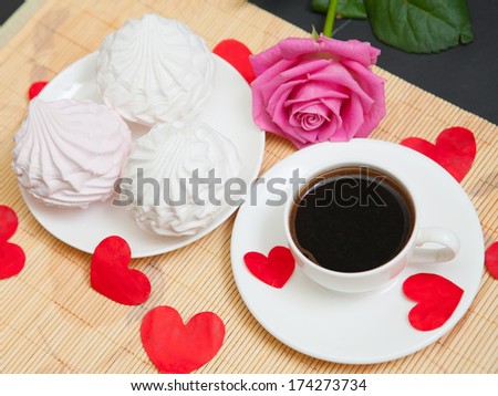 coffee, rose and sweets