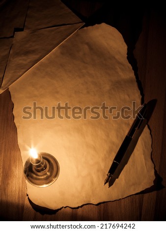 Letter under the candle light