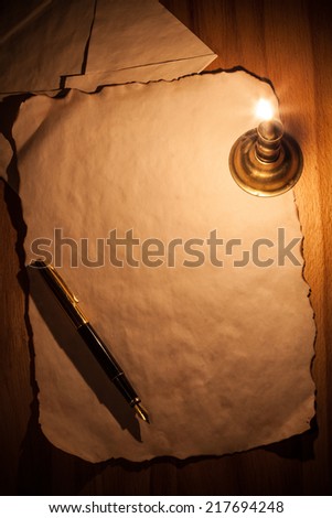 Letter under the candle light