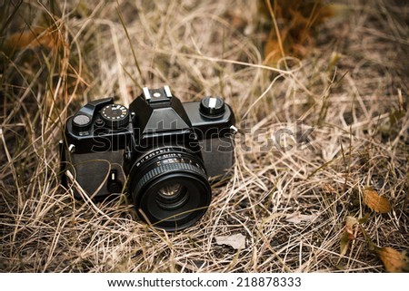 old film cameras on the nature