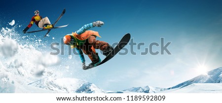 Skiing. Snowboarding. Extreme winter sports.