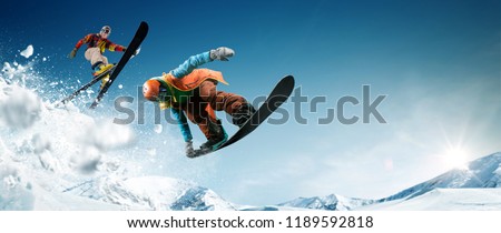 Skiing. Snowboarding. Extreme winter sports.