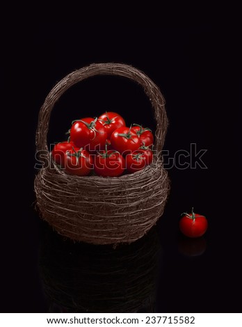 Juicy organic Cherry Tomatoes Basket Cherry tomatoes are perfect for salads, soups, sandwiches, or just popped into your mouth for a tasty, healthy snack.