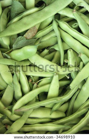 Heap of French bean on the market