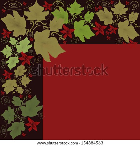 Seamless floral pattern on red and black background