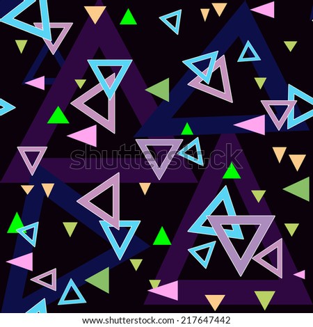 Abstract triangles seamless pattern background with triangular shapes texture on black