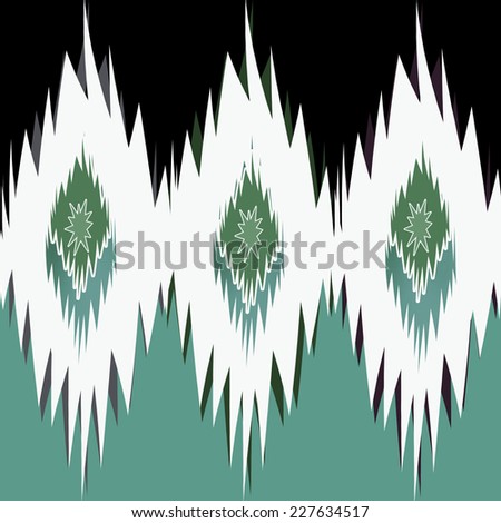 Seamless tribal texture pattern black white green background