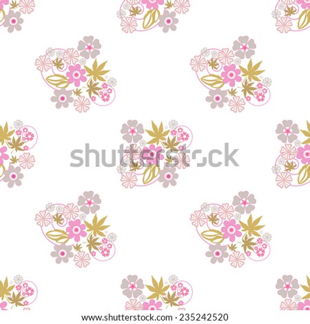 Flowers retro abstract seamless pattern flowers elements texture on white background