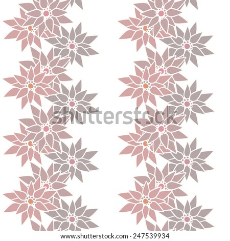 Seamless floral pattern with cute cartoon brown flowers on light background