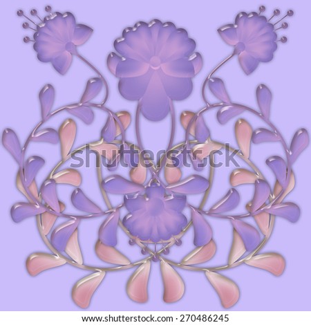 Flower motif pattern tile design glassy effect
