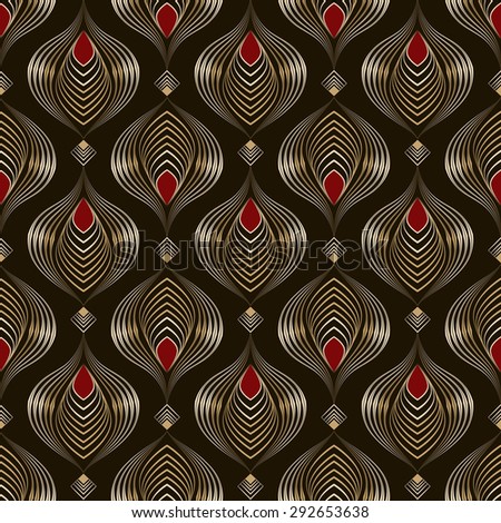 Seamless beautiful antique bronze pattern ornament. Geometric background design, repeating texture.