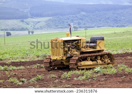 Richmond, KwaZulu Natal, South Africa - December 7, 2014: Vintage Caterpillar Diesel Forty on display at Natal Vintage Tractor and Machinery Club at Baynesfield Estate in Richmond, KwaZulu-Natal