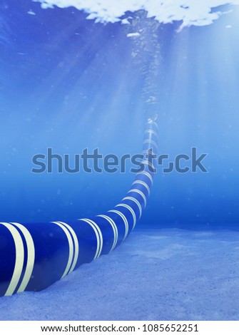 3d rendering of the installation of a subsea cable in shallow water