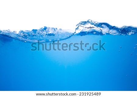 Blue water wave abstract background isolated on white