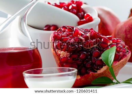 Organic cosmetics - Pomegranate,  alternative medicine, healthy cosmetics concept