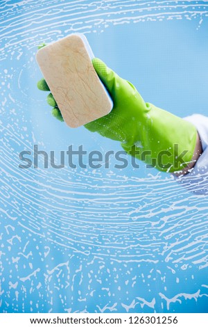 Cleaning - Cleaning Pane With Detergent, Spring Cleaning Concept
