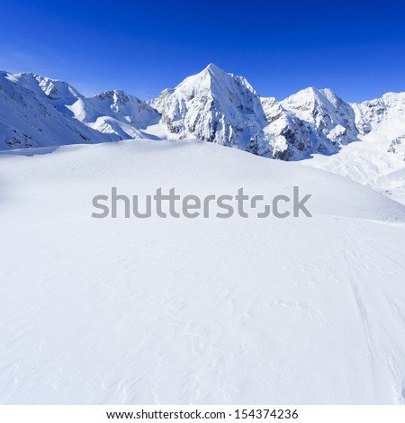 Winter mountains, panorama -  snow-capped peaks of the Italian Alps