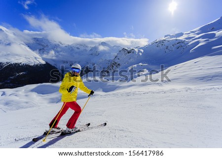 Ski, winter sport - portrait of  female skier