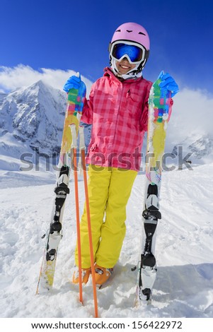 Ski, ski resort, winter sports - child on ski vacation