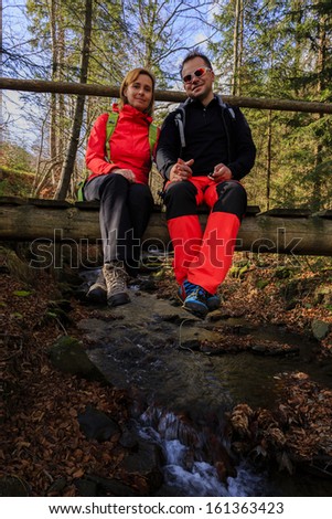 Trekking - couple on mountain hike